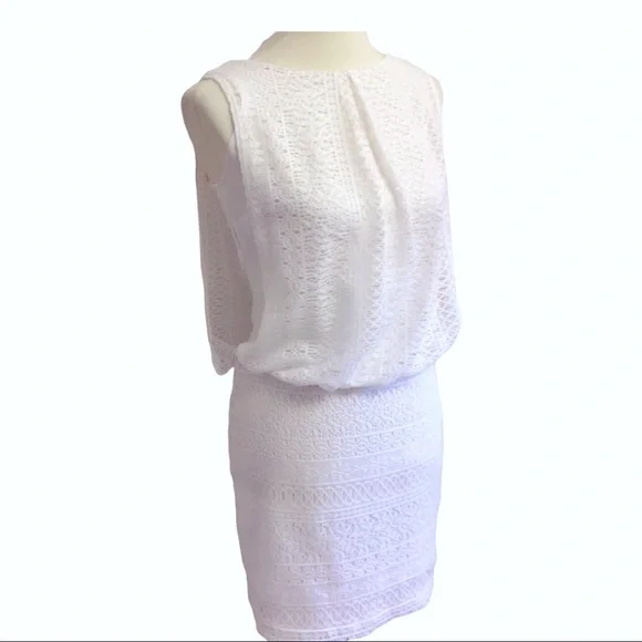 Bisou Bisou | Dresses | Bisou Bisou White Lace Short Dress Size 4 | Poshmark